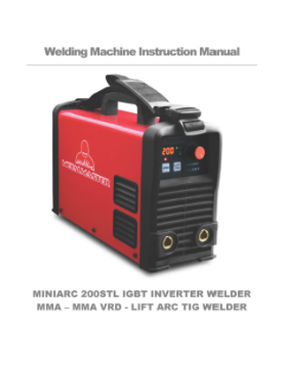 Miniarc 205STL Inverter Welder Manual