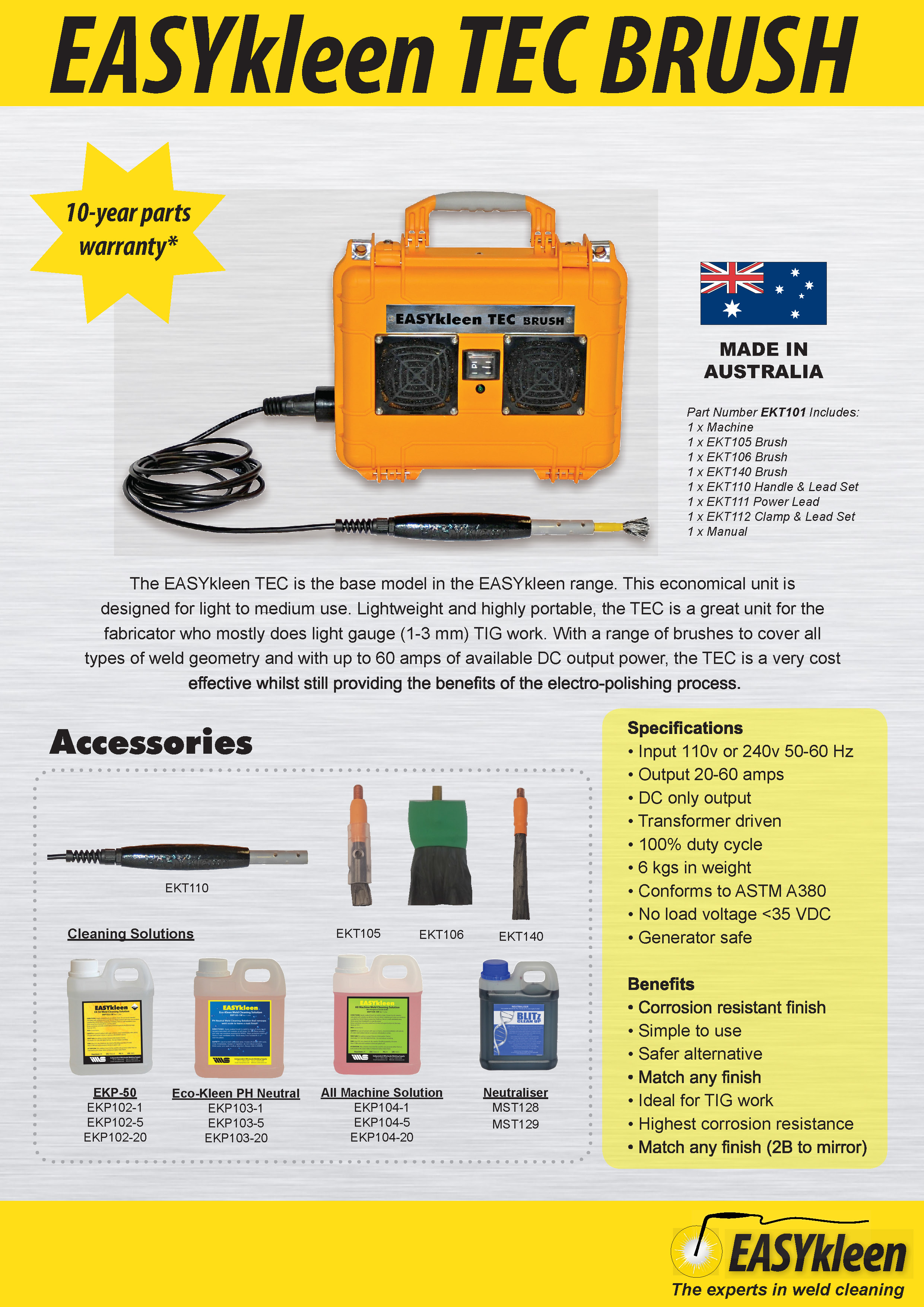 EasyKLEEN TEC Weld Cleaner Electropolishing Machine